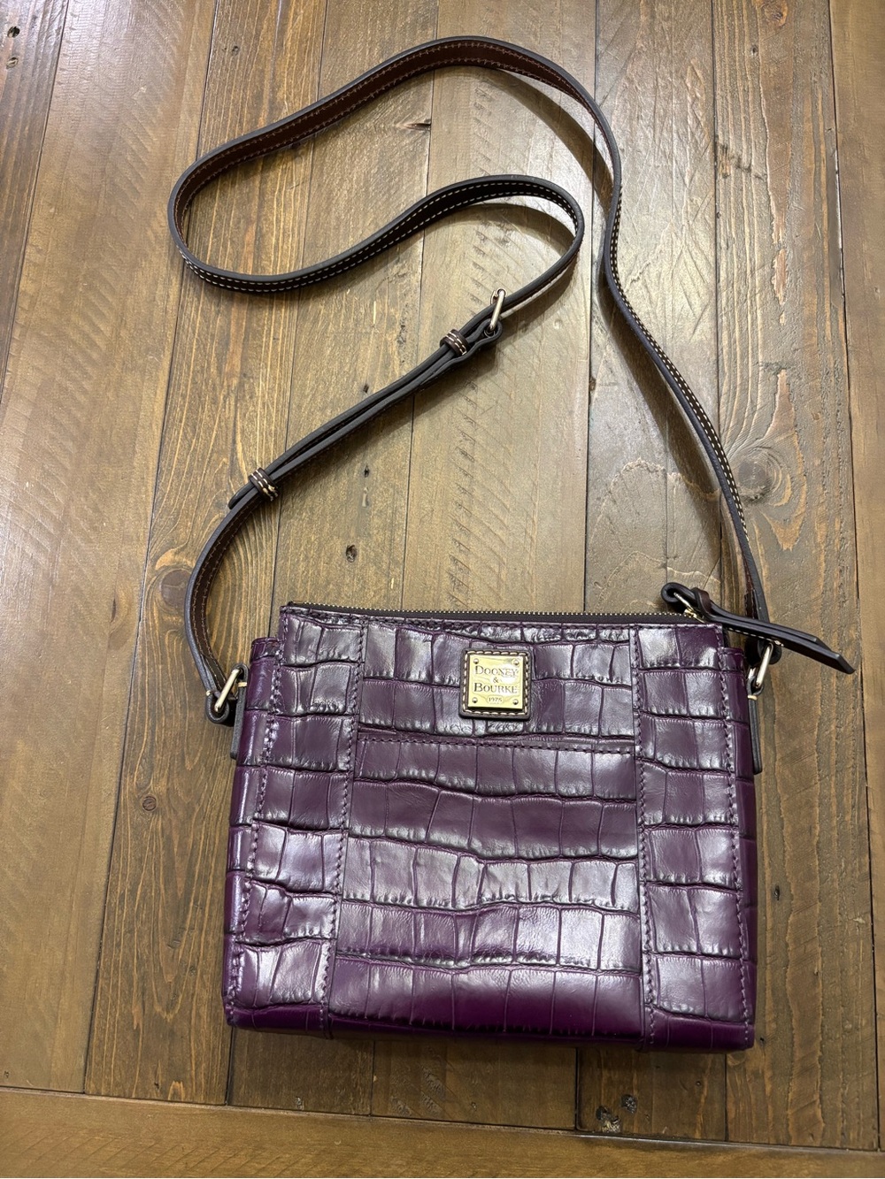 Dooney & Bourke Purple Croc-Embossed Leather Crossbody
